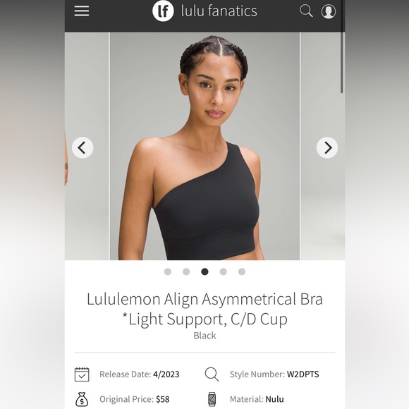 NWT Lululemon Align Asymmetrical Bra *Light Support, C/D Cup - Picture 5 of 11